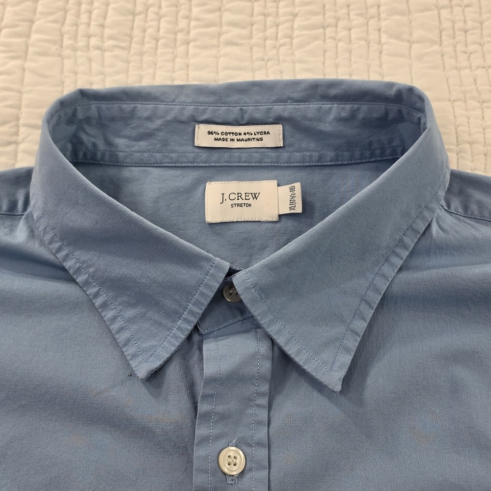 J. Crew Shirt Men's XL (17 1/2 - 18) Short Sleeve Button Up Collared Stretch - Picture 5 of 12